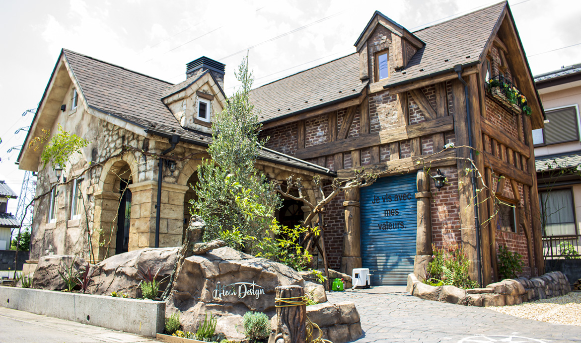 日高市 A-TECH DESIGN展示場 ガーデニング エクステリア モルタル造形 ヨーロッパ風